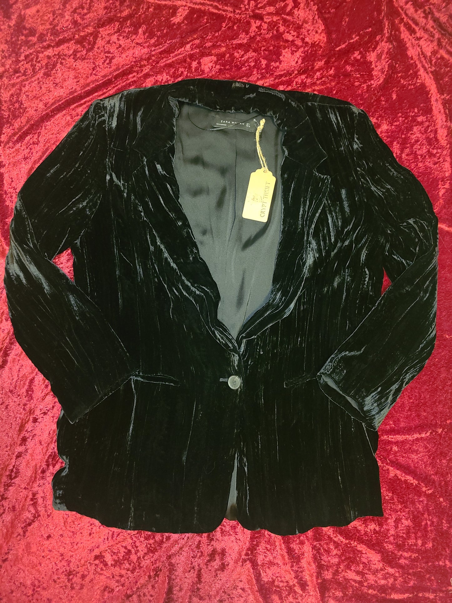 Crushed Black Velvet Blazer