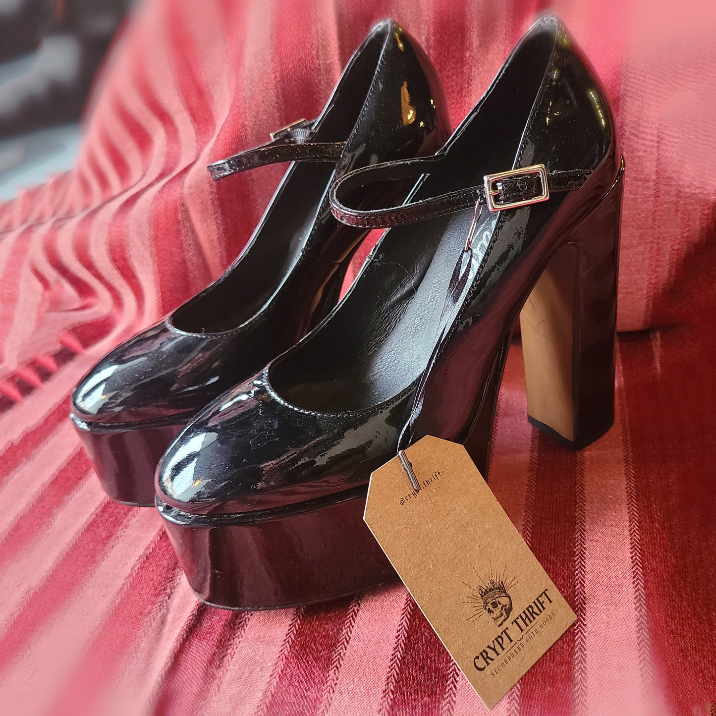 Patent Leather Black Platform MJ's Size 7 Women's