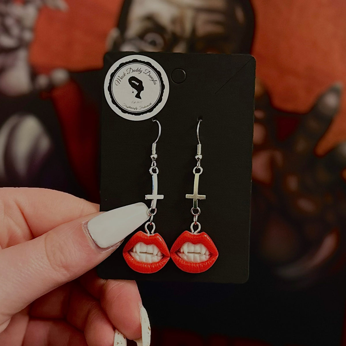 "Bite- Back" Earrings - Red Vampire Teeth Earrings