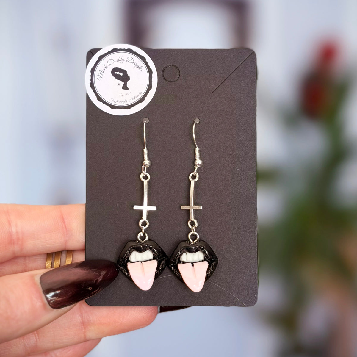"Obsidian Sin" Earrings - Black Vampire Teeth Earrings