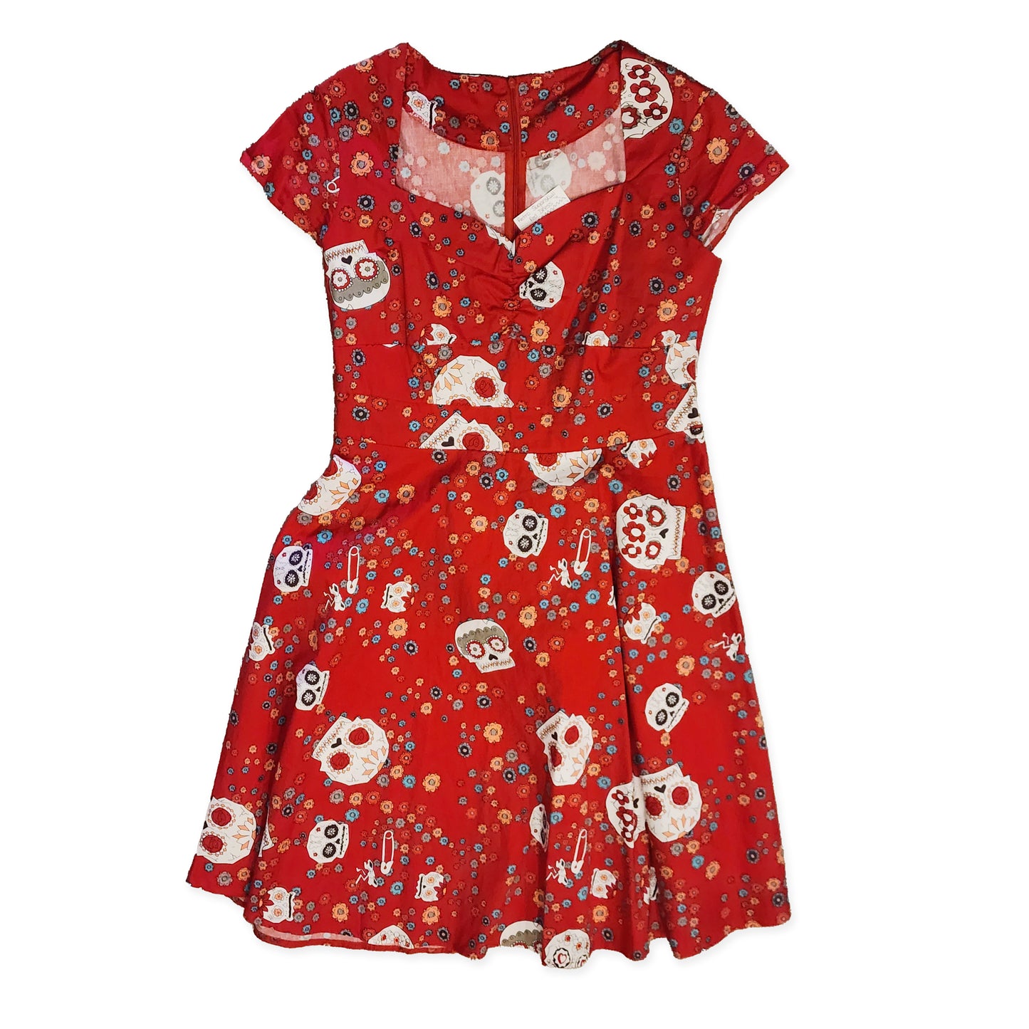 Retro Sugar skull Dress Red Size 4X (fits like 1X)
