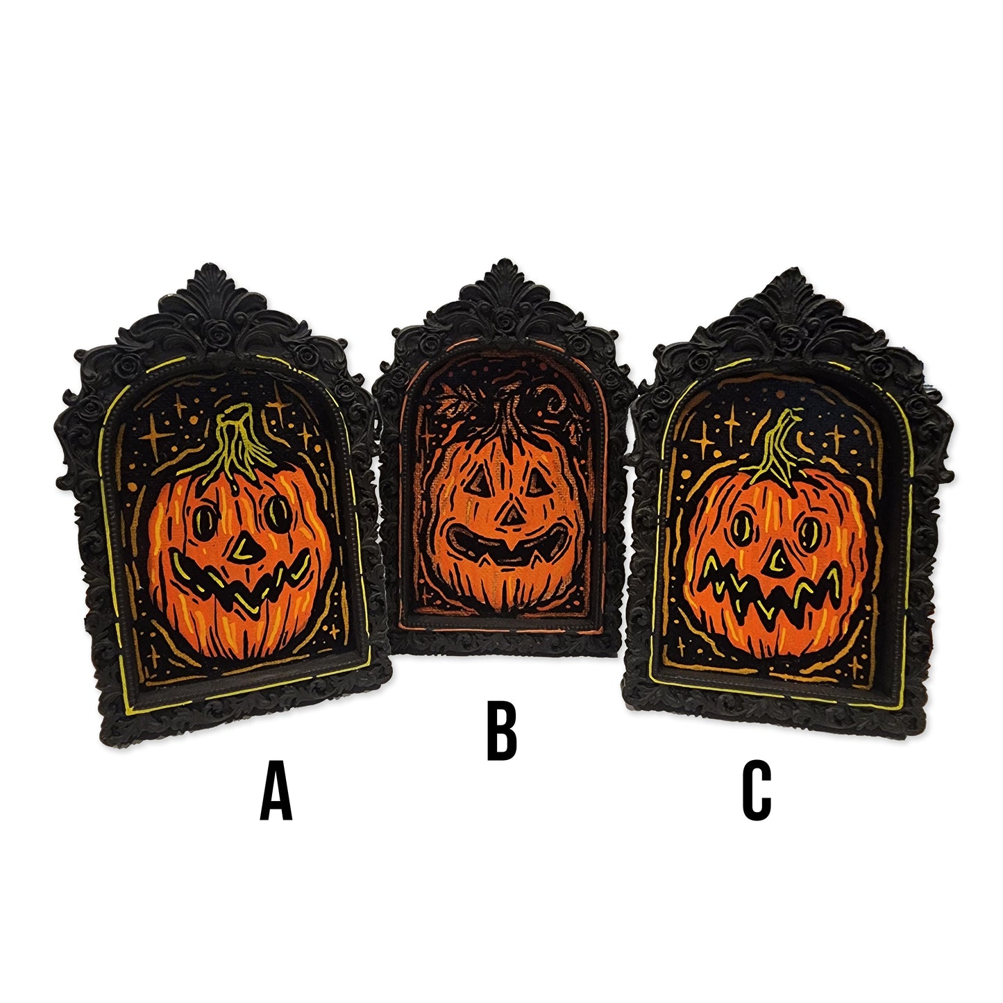 OOAK Mini Framed Jack O'Lantern Painting