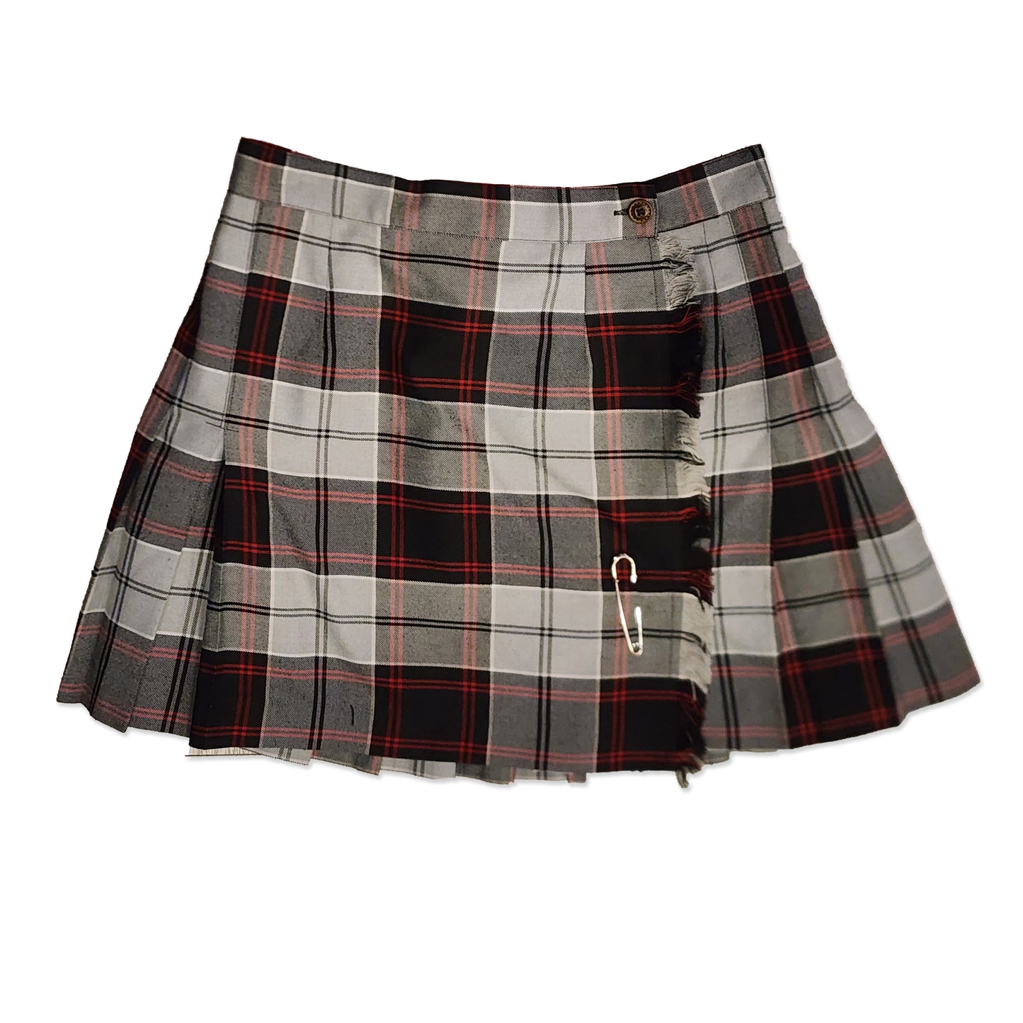 Grey and Red Tartan Kilt, Size M