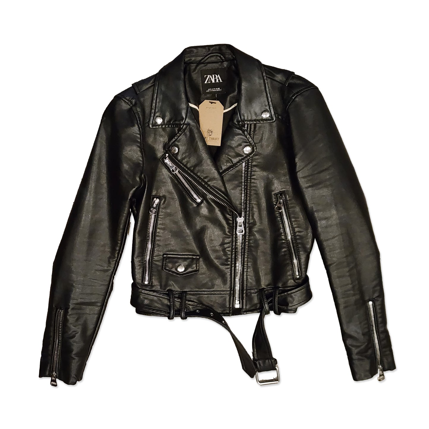 Leather Biker Jacket, Size S