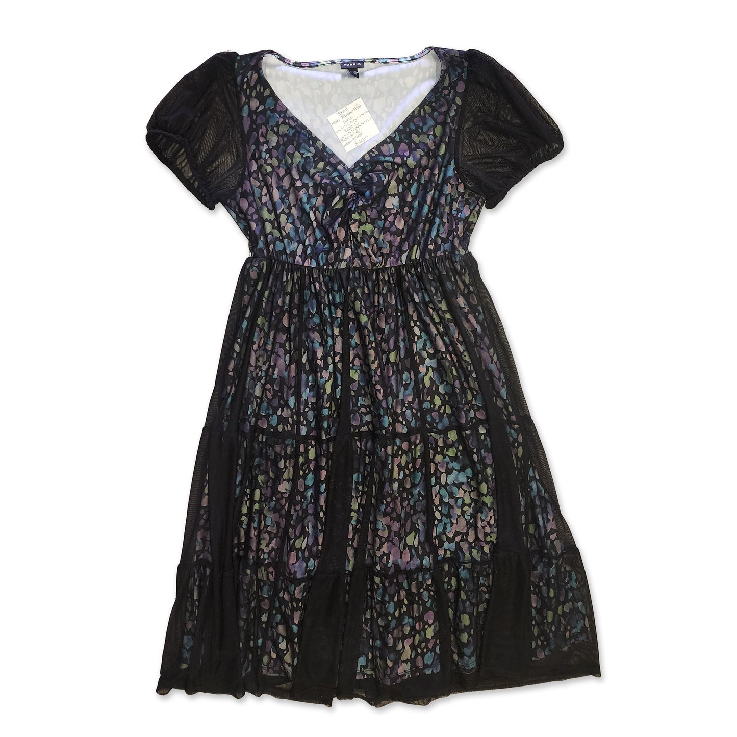 Mesh Rainbow Print Dress, Size 12