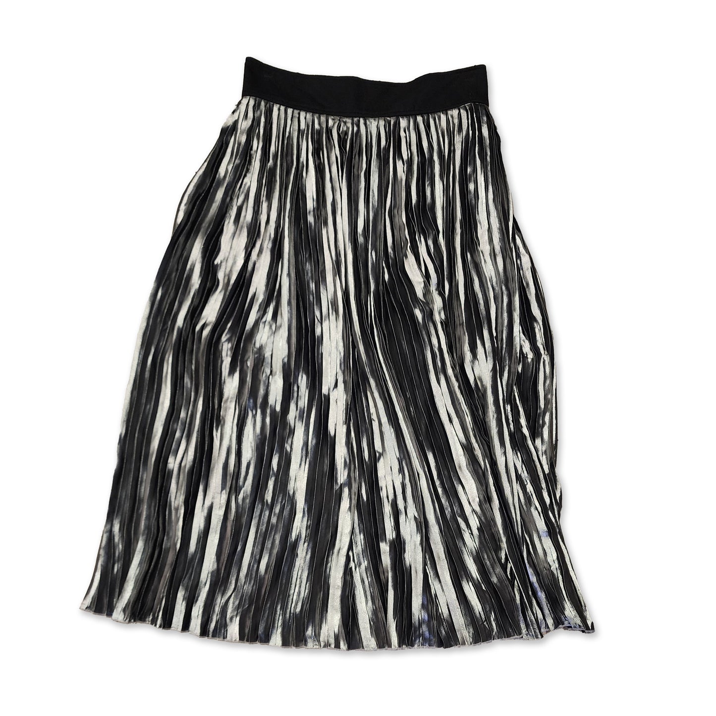 Free People Silver Pleated Skirt, Size L.