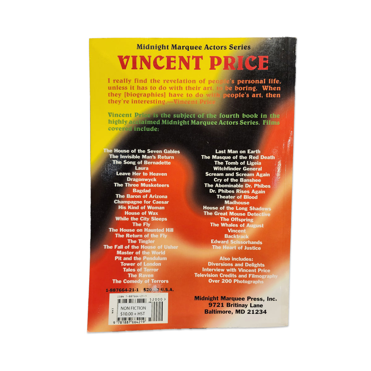 Gary J. Svehl - Vincent Price - 1998