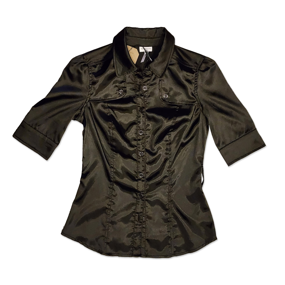Satin Military Style Top, Size XS