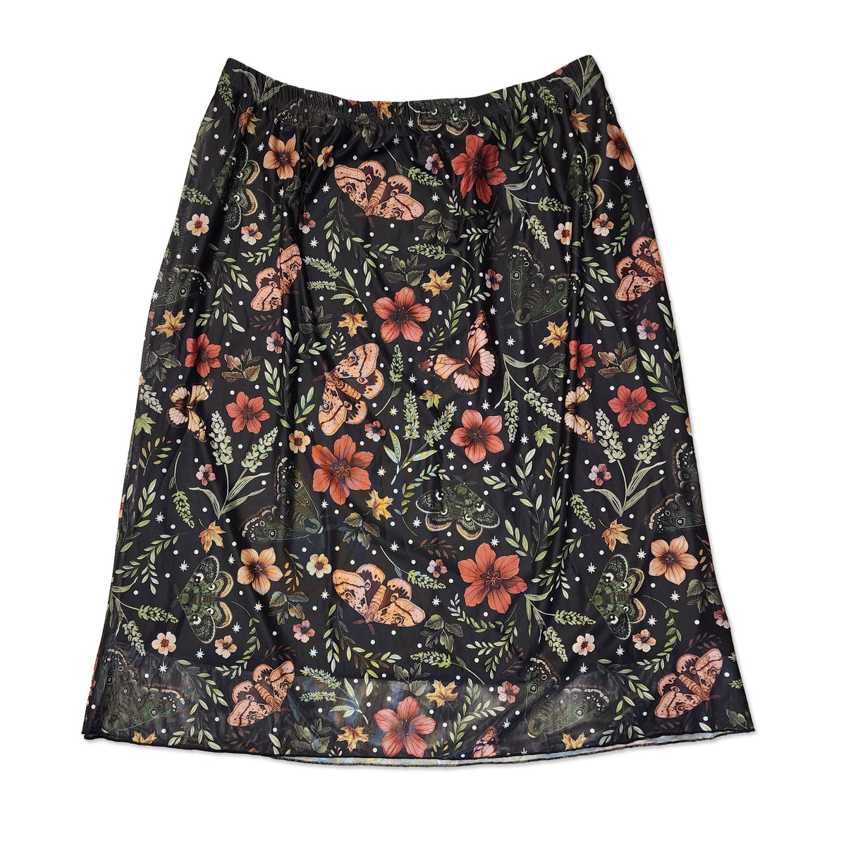 Moth Garden Print Skirt, Size 3XL