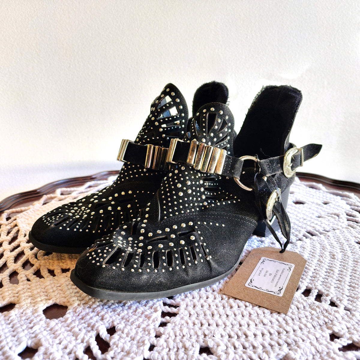 Studded Western Booties, Size 8 Women's