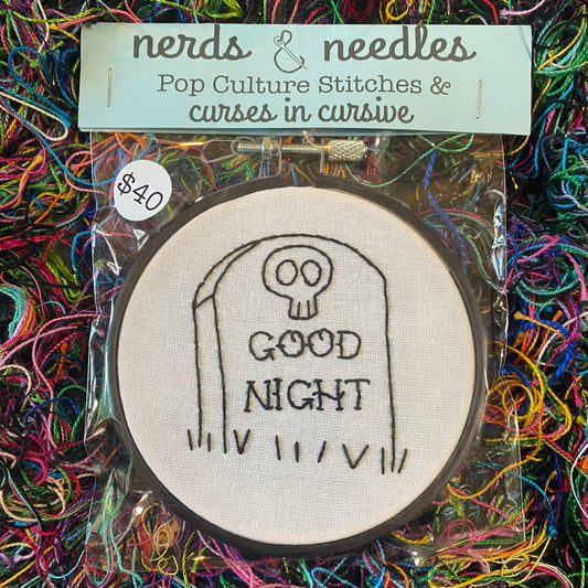 Toxic Tombstone Good Night 4" Embroidery Hoop