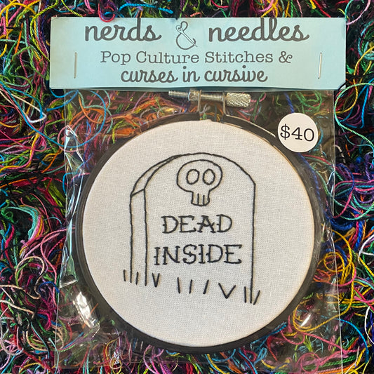 Toxic Tombstone Dead Inside 4" Embroidery Hoop