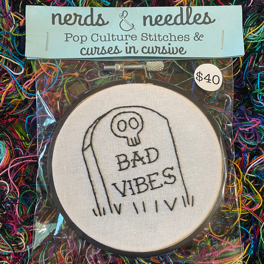 Toxic Tombstone Bad Vibes 4" Embroidery Hoop