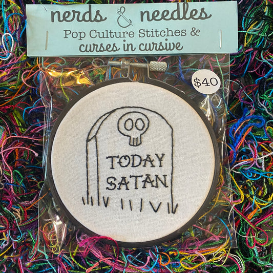 Toxic Tombstone Today Satan 4" Embroidery Hoop