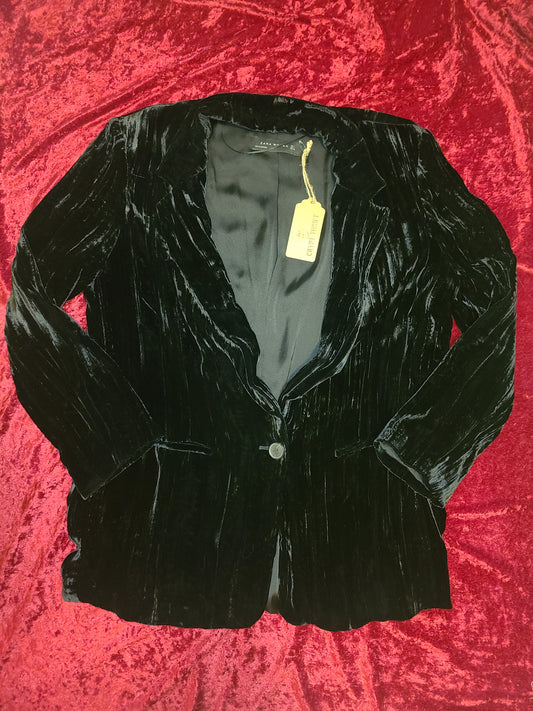 Crushed Black Velvet Blazer