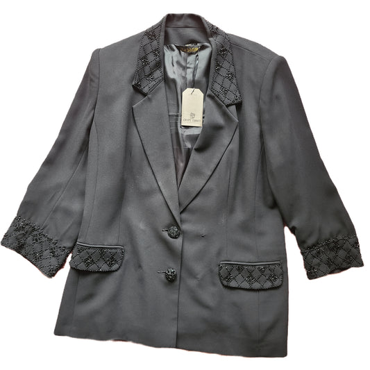 Black Beaded Detail Blazer Size 14.