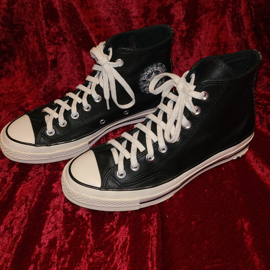 Converse Chuck 70s - Black leather with grey plaid accents