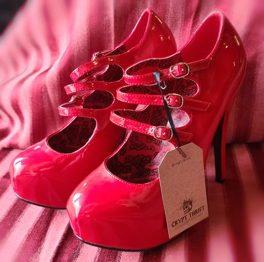 Red PVC Bordello Heels Size 10. *w/ Box*