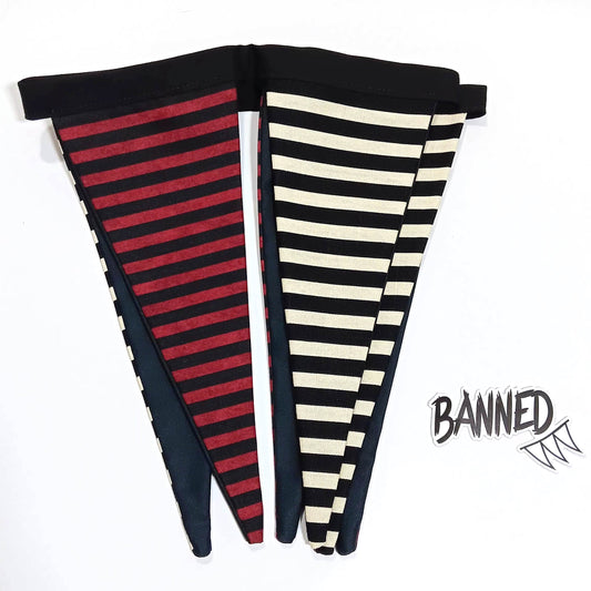 6 pc Ivory, Red and Black Stripes