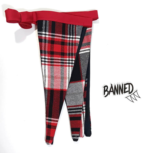 6 pc Red and Black Plaid Banner