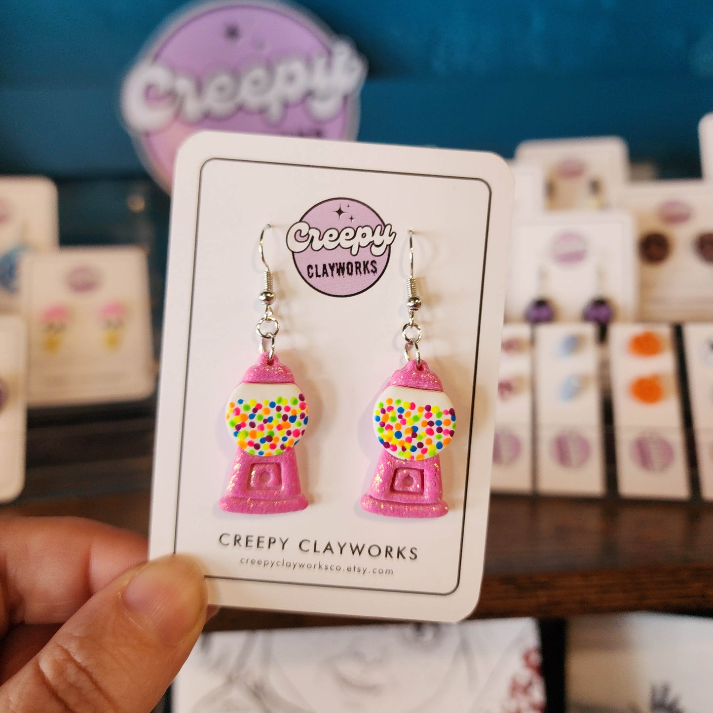 Pink Bubble Gum Machine - Drop Earrings