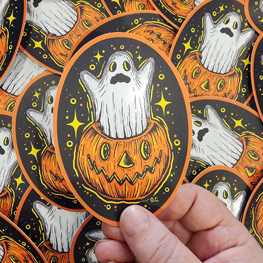 Ghost + Pumpkin Sticker
