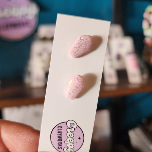 Pink Sparkly Coffins - Studs (Small)