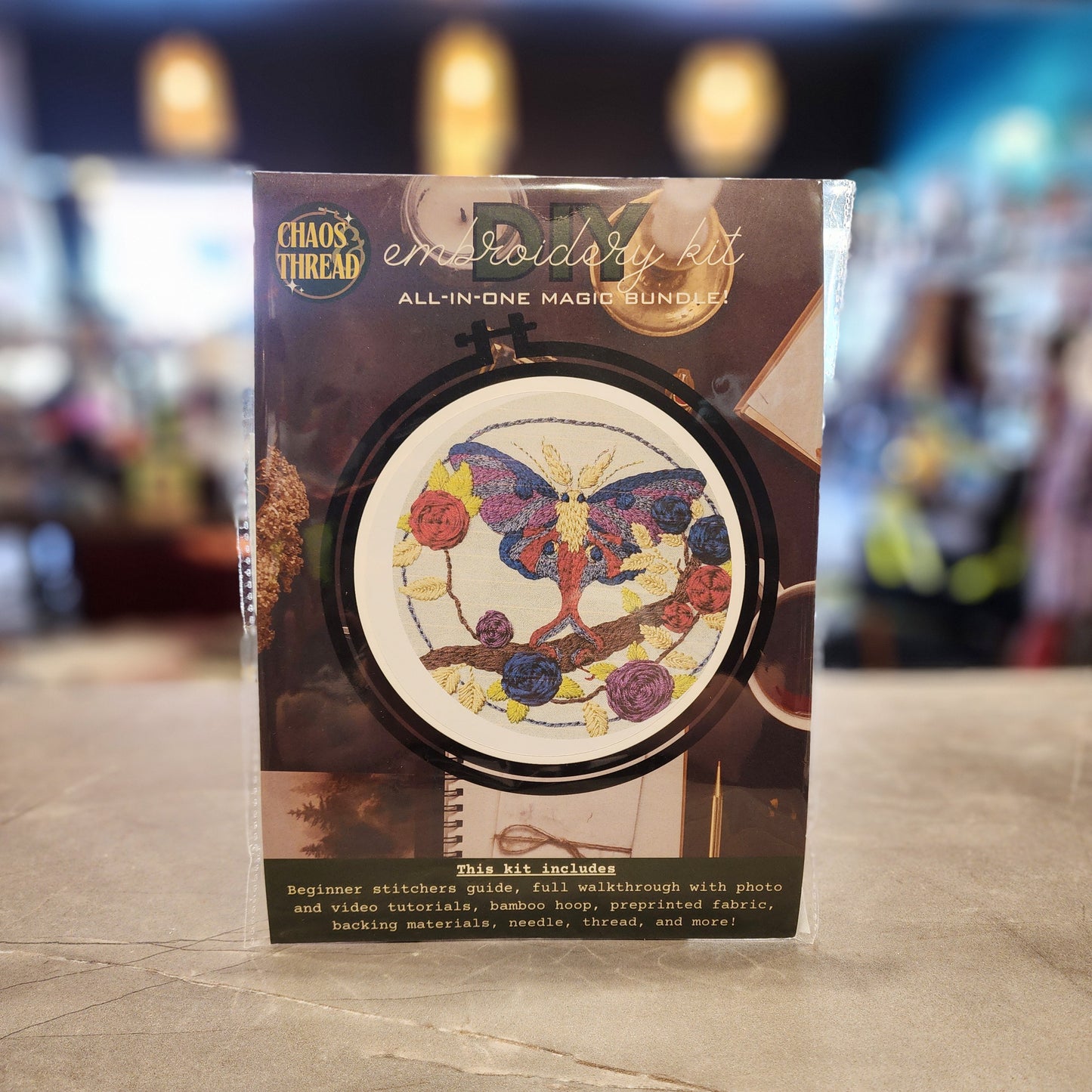 DIY Large Hand Embroidery Kit - Moth to a Flame