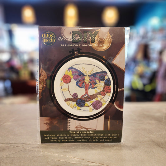 DIY Large Hand Embroidery Kit - Moth to a Flame