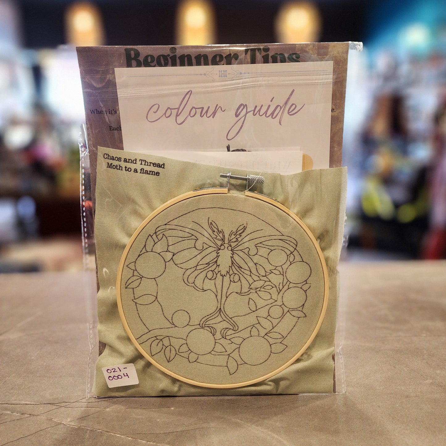 DIY Large Hand Embroidery Kit - Moth to a Flame