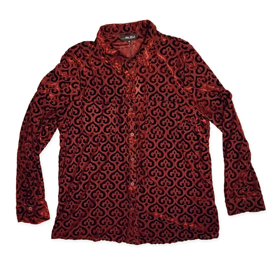 Red Velvet Pattern Blouse Size XL