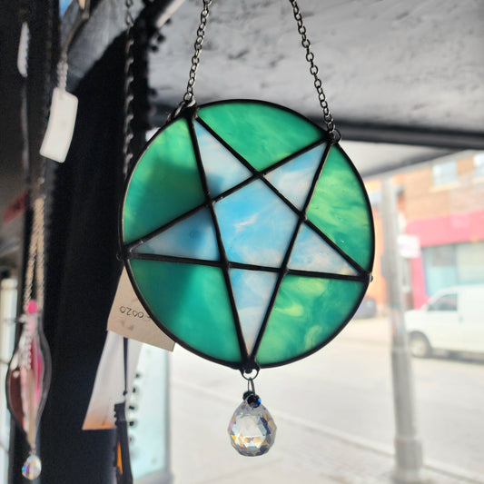 OOAK Pentacle Stained Glass