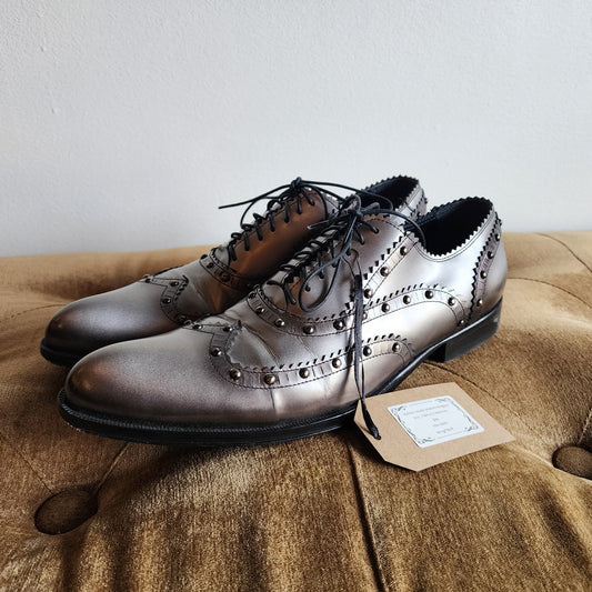 Italian Pewter Brogue. Size 7 Men's/ 9 Women's.