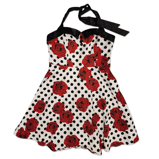 Retro Inspired Polka Dot Rose Dress, Size 3X