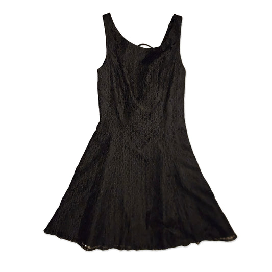 Lace Overlay Flare Mini Sress, Size XS