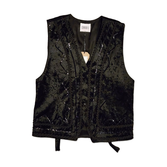 Crushed Velvet & Sequin Vest, Size L
