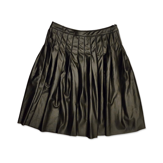Pleather Pleated Midi Skirt, Size M