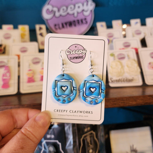 Blue 90's Game - Drop Earrings