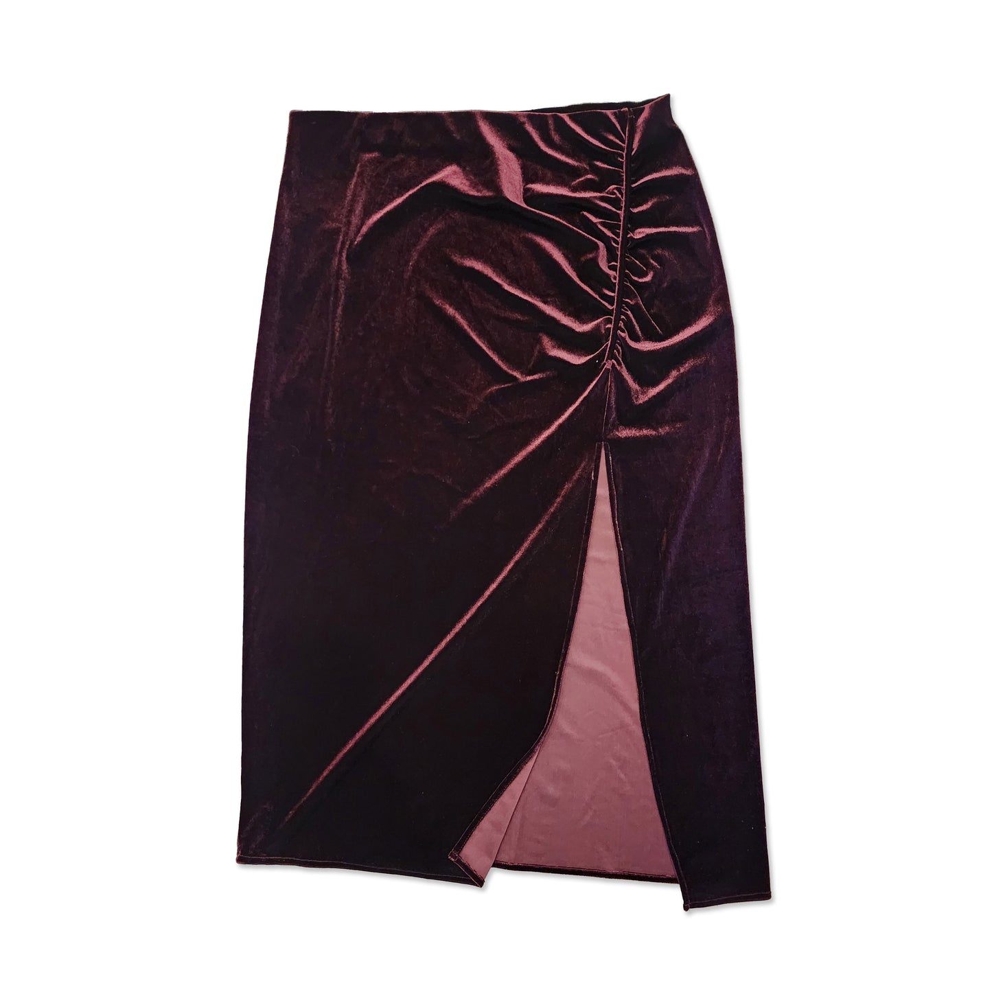 Devoted Merlot Velvet Midi Skirt, Size XL