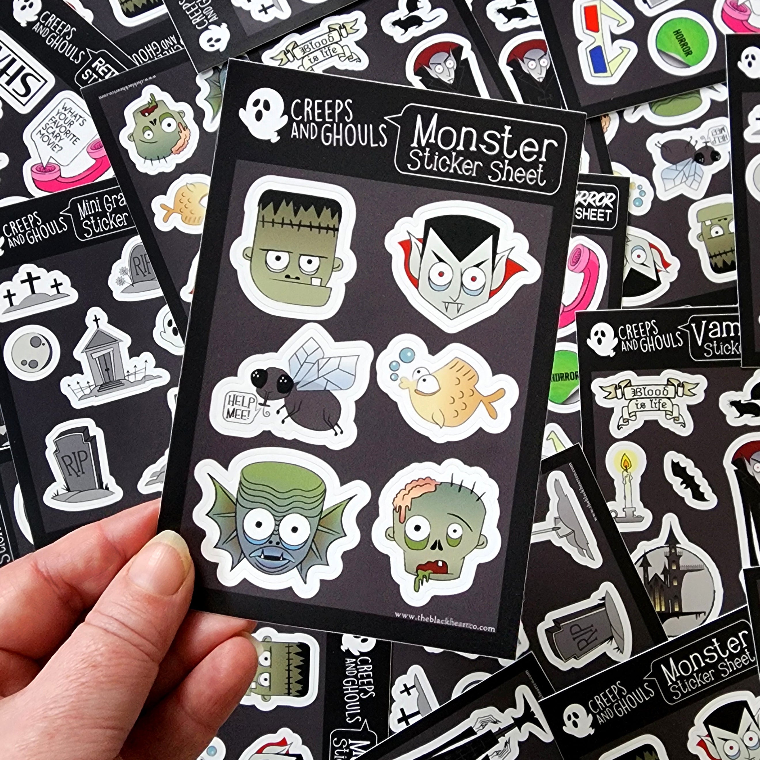 Monster Sticker Sticker Round Monster Sticker Sheet – The Black Heart Co.