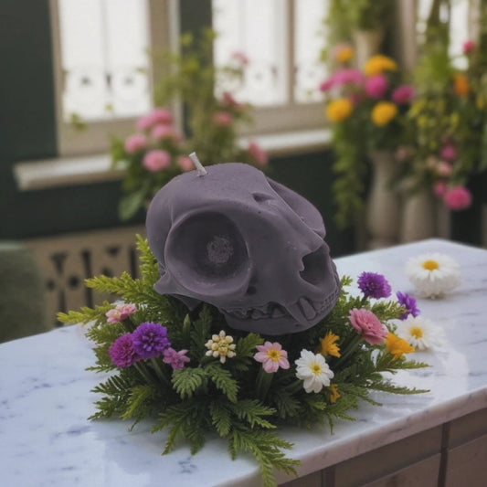 Cat Skull Candle